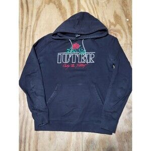 Iuter Made In Italy Hoodie Adult S Black Knit Pullover Cotton Drawstring @H11